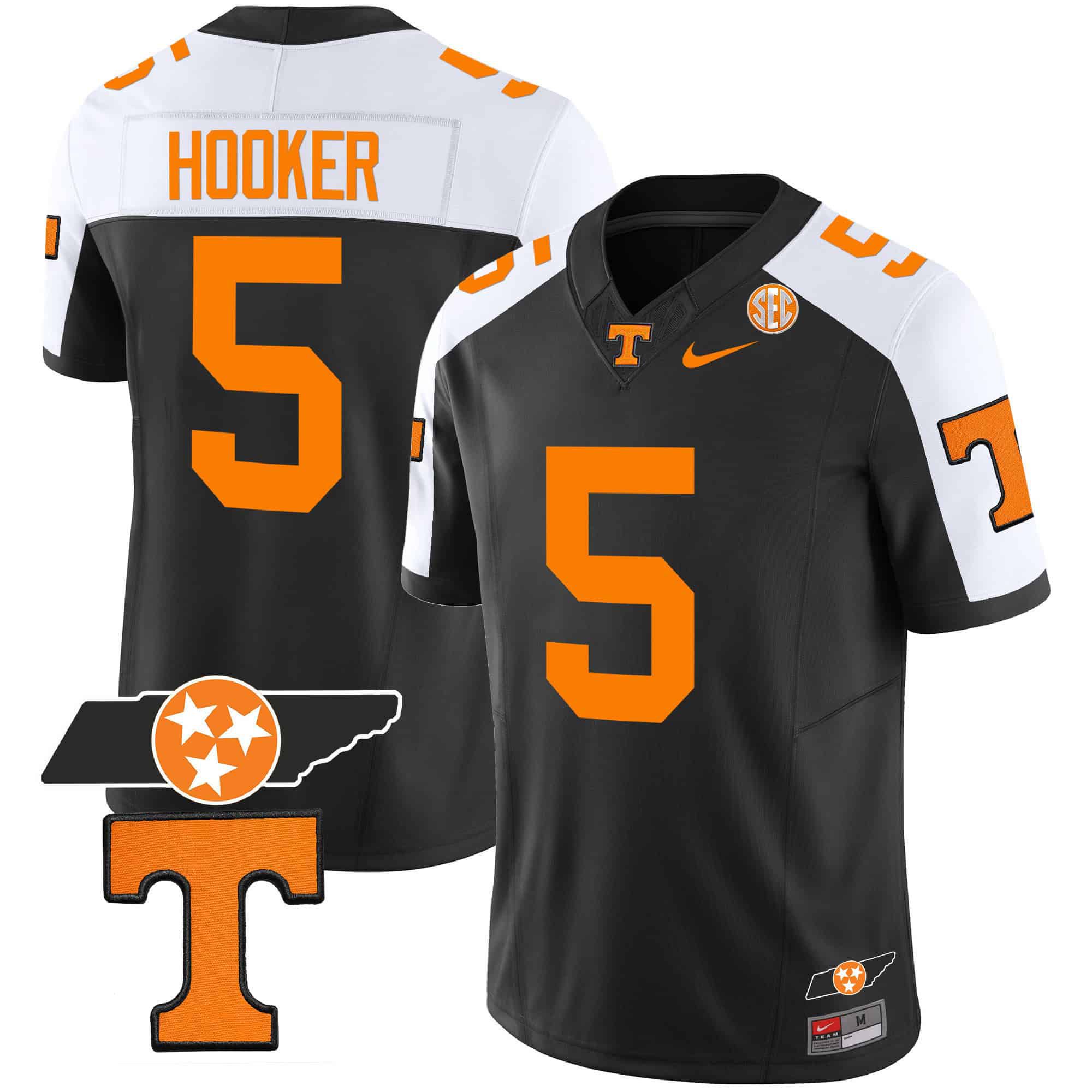 Men Tennessee Volunteers #5 Hooker Black 2024 Nike Checkerboard & Alternate NCAA Jersey->ncaa teams->NCAA Jersey